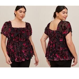 Torrid Babydoll Velvet Tiered Top size 1X